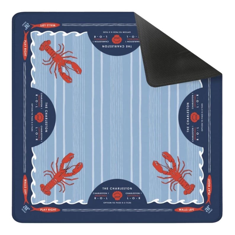 Harbor House Mahjong Mat, Coastal Lobster Mahjong Mat, Nautical Beach House Game Night, Preppy Coastal Mahjong Mat