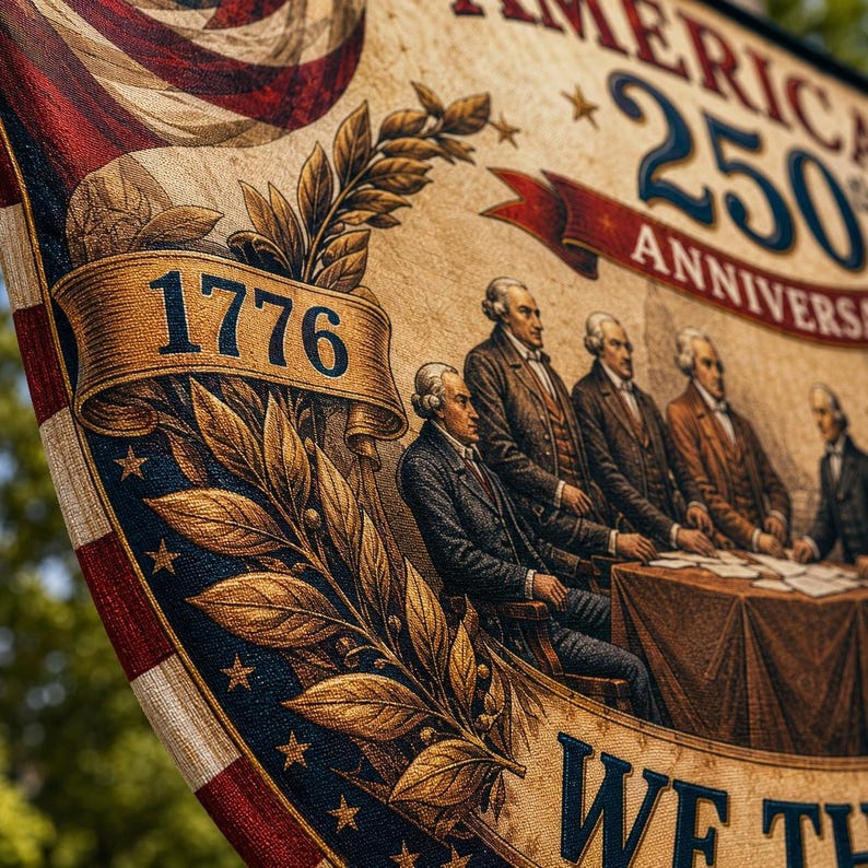 USA 250th Anniversary Patriotic Bunting Banner | America 1776–2026 Semicircle Fence Flag