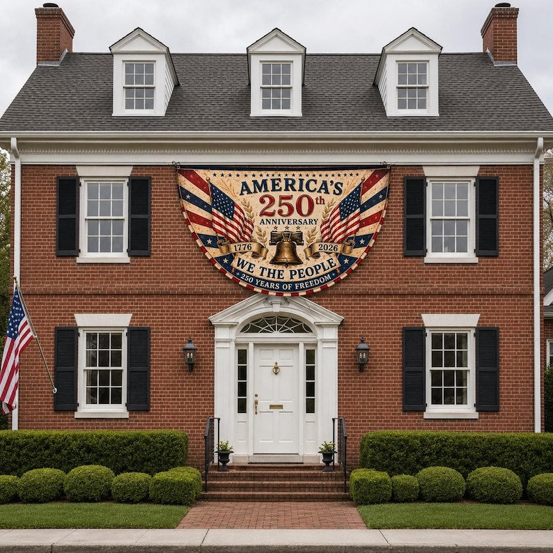 USA 250th Anniversary Patriotic Bunting Banner | America 1776–2026 Semicircle Fence Flag