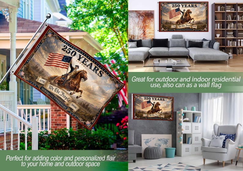 We the People 250th Anniversary Flag, USA Independence Day Deco