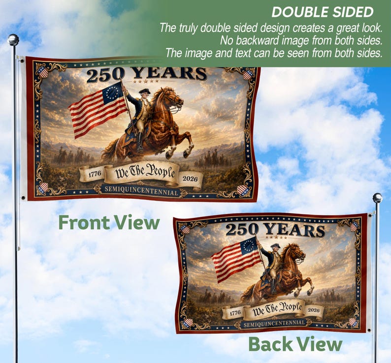 We the People 250th Anniversary Flag, USA Independence Day Deco
