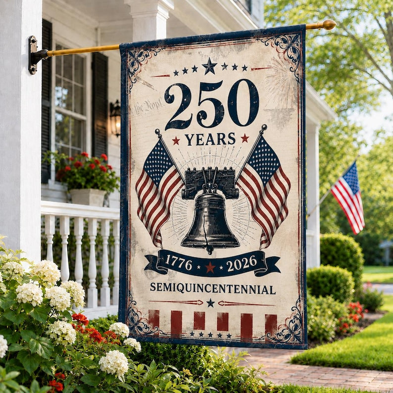 250th Anniversary America Garden Flag – Vintage 4th July Yard Flag