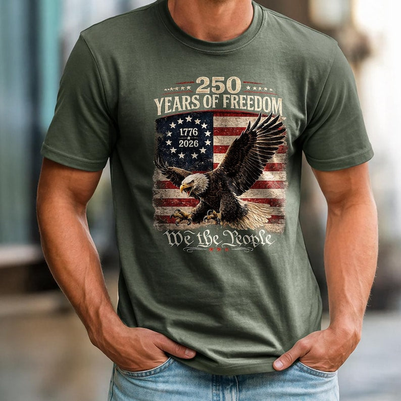 We The People Patriotic Shirt, Vintage Eagle America 250 Years Of Freedom Tee