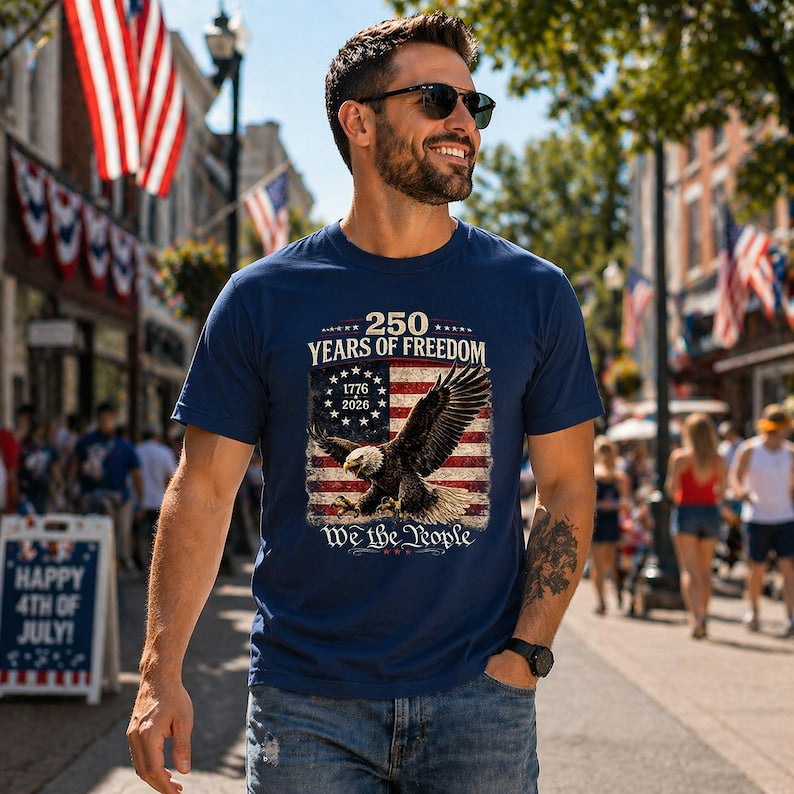 We The People Patriotic Shirt, Vintage Eagle America 250 Years Of Freedom Tee