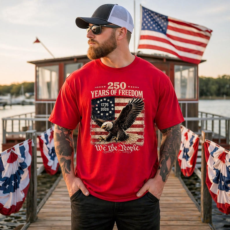We The People Patriotic Shirt, Vintage Eagle America 250 Years Of Freedom Tee