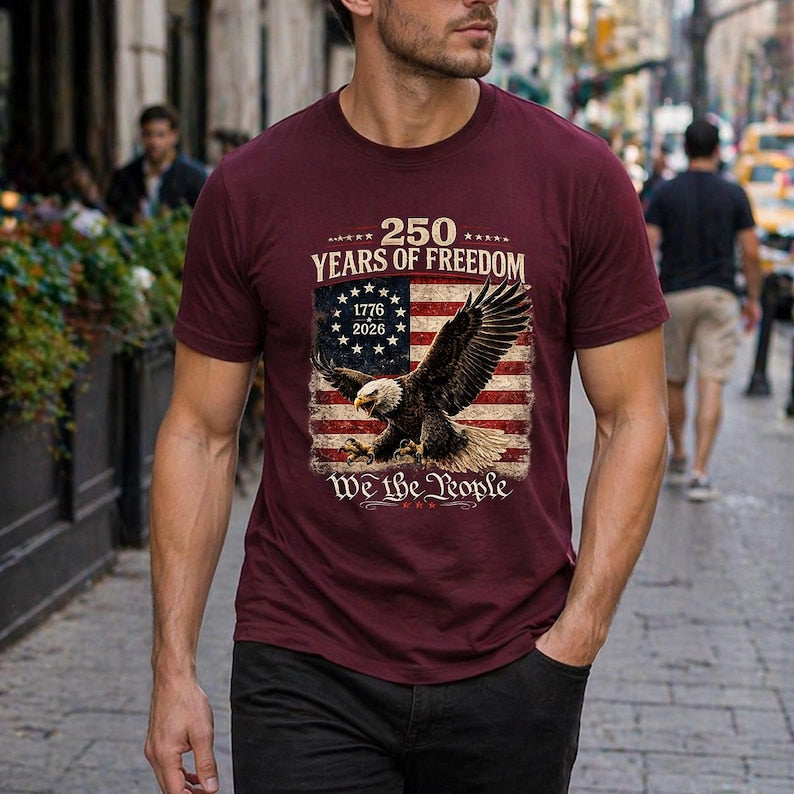 We The People Patriotic Shirt, Vintage Eagle America 250 Years Of Freedom Tee
