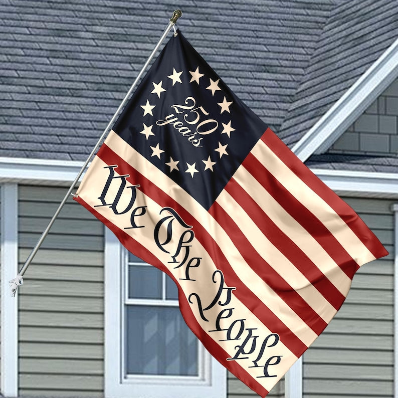 250 Years America We The People House Flag, Celebrate 250th Anniversary USA Flag