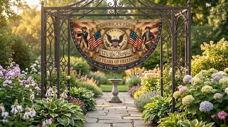 250th Anniversary Patriotic Bunting Banner | America 1776–2026 Semicircle Fence Flag