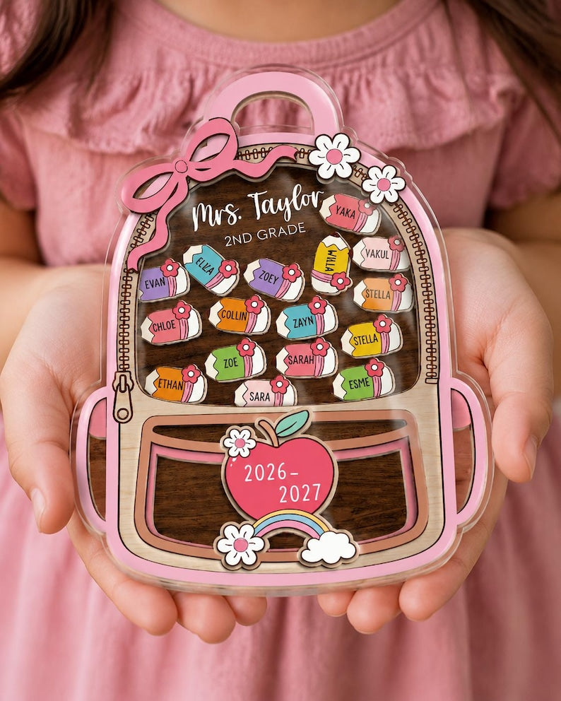 Custom Teacher Shaker Magnet, Teacher Thank You Gift, Teacher with Student Name Keepsake