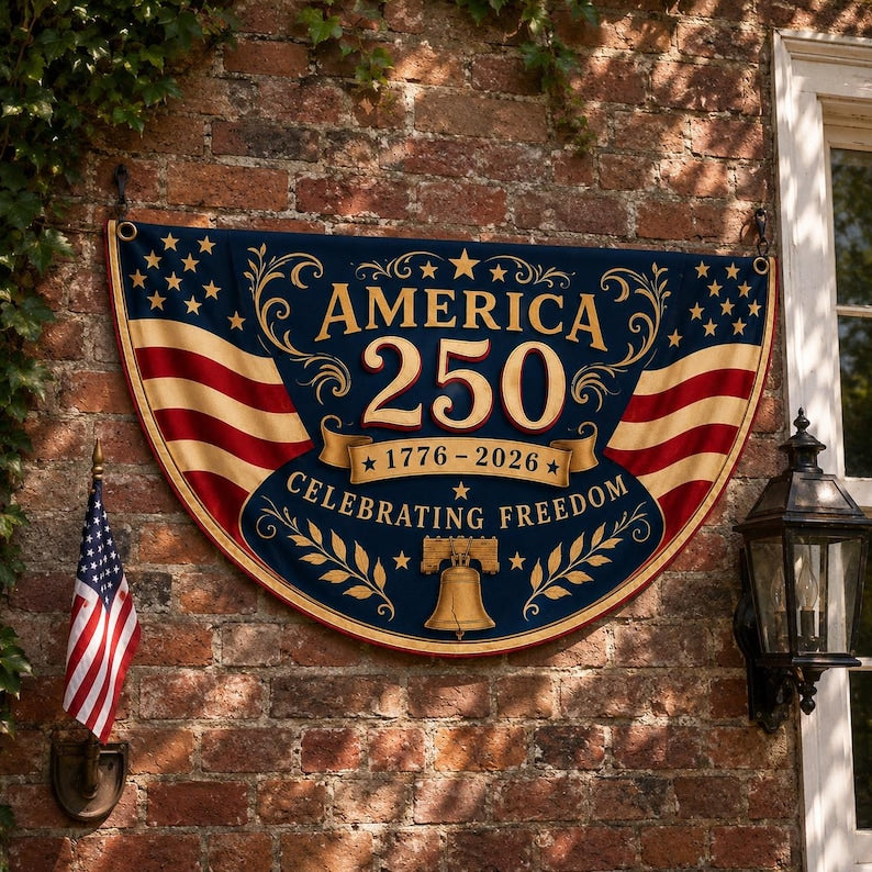 America 250th Anniversary Banner, Fourth of July Outdoor Decor, USA 1776 2026 Banner