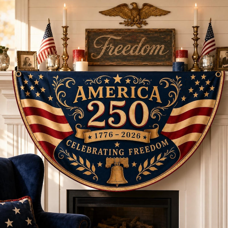 America 250th Anniversary Banner, Fourth of July Outdoor Decor, USA 1776 2026 Banner