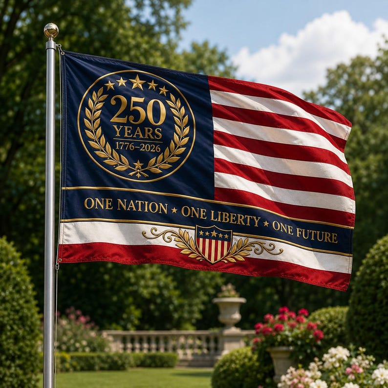 250 Years Freedom USA Flag, 1776–2026 Eagle Betsy Ross Grommet Flag, American History