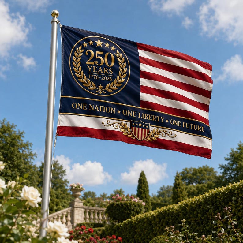 250 Years Freedom USA Flag, 1776–2026 Eagle Betsy Ross Grommet Flag, American History