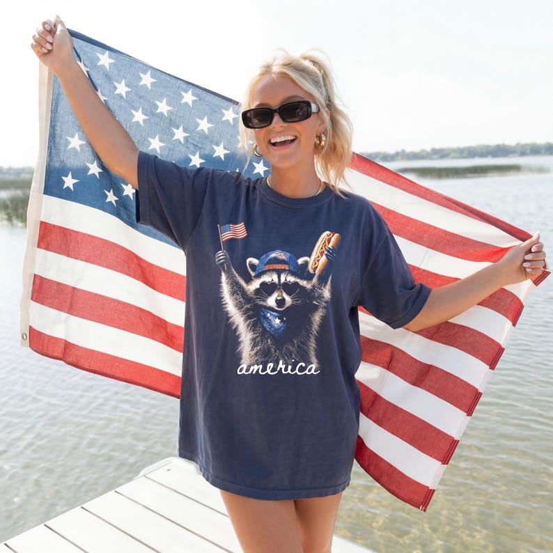 Feral & Free Racoon Shirt, 4th of July Shirt, USA Independence Day Shirt, Funny Raccoon Tee