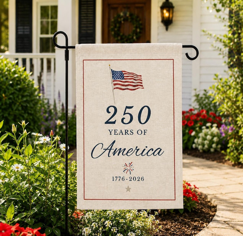 USA Patriotic Garden Flag, 250 Years of America Garden Flag, 4th of July Decor