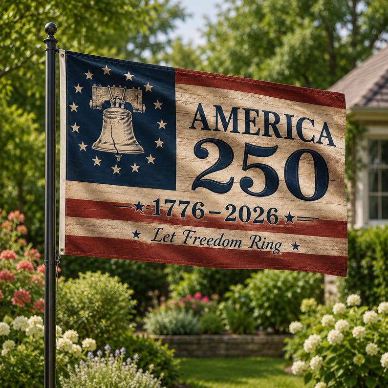 250 Years Freedom USA Flag, 1776–2026 Eagle Betsy Ross Grommet Flag