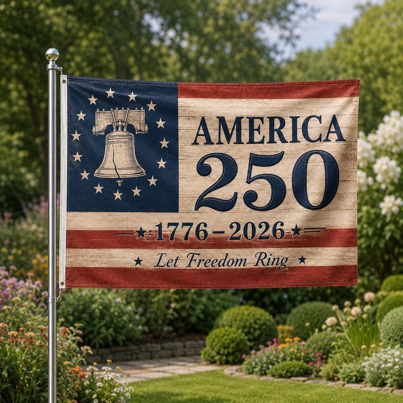 250 Years Freedom USA Flag, 1776–2026 Eagle Betsy Ross Grommet Flag