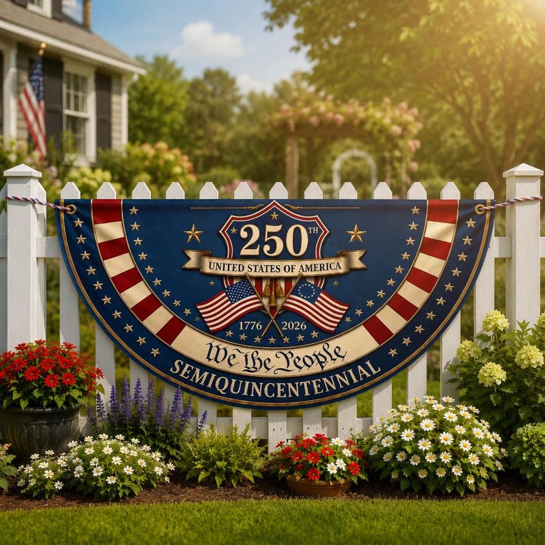 We The People Banner, 1776 2026 Banner, American Flag Semiquincentennial Decor