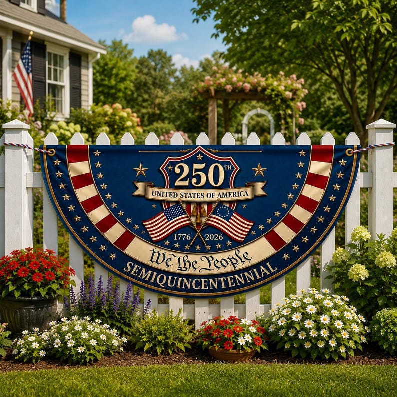 We The People Banner, 1776 2026 Banner, American Flag Semiquincentennial Decor