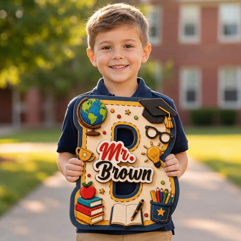Custom Teacher Door Sign Personalized Teacher Door Sign, Custom Name Wood Letter Personalized Teacher Name Sign