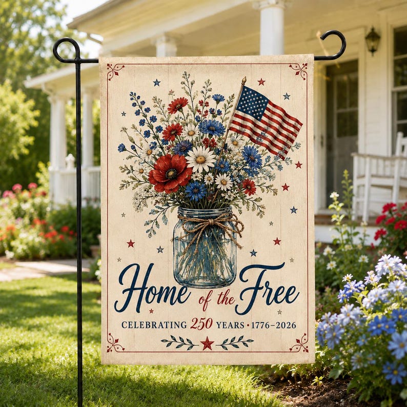 Home of the Free America 250 Garden Flag, 1776-2026 Patriotic Yard Flag