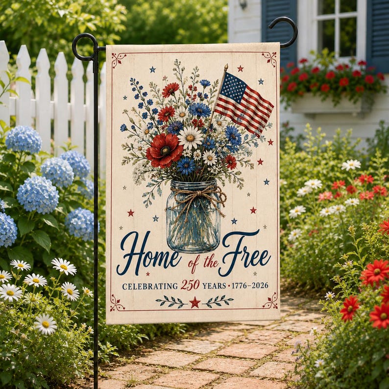 Home of the Free America 250 Garden Flag, 1776-2026 Patriotic Yard Flag
