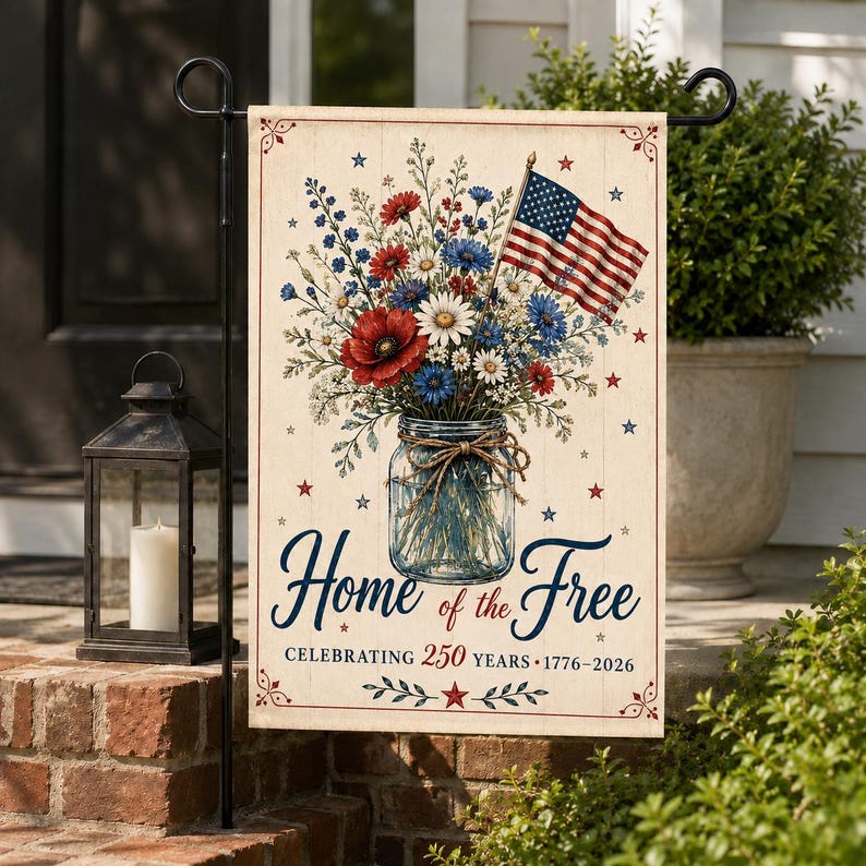 Home of the Free America 250 Garden Flag, 1776-2026 Patriotic Yard Flag