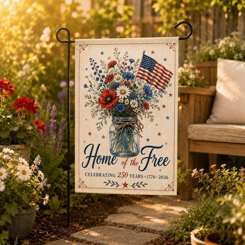 Home of the Free America 250 Garden Flag, 1776-2026 Patriotic Yard Flag