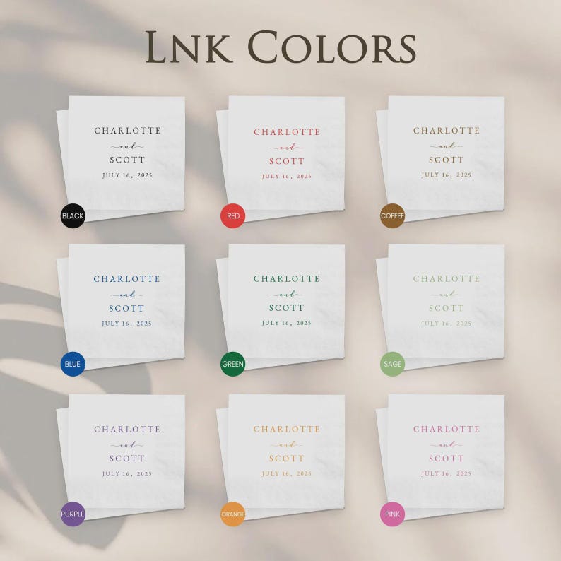 Custom Wedding Napkins with Text, Personalized Wedding Cocktail Napkins for Engagement