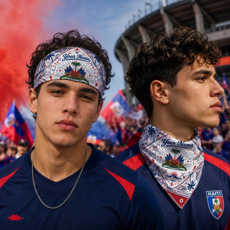 Custom Haiti Scarf, Custom Haiti Bandana, Beautiful Soft Haitian Flag Pattern Scarf