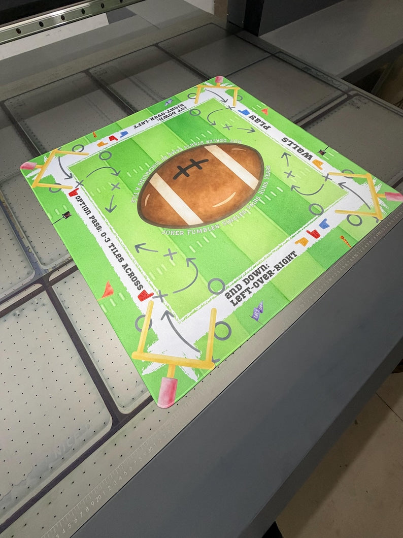 Game Day Football Field Mahjong Mat, Playbook Football Table Cover, American Mahjong Playmat