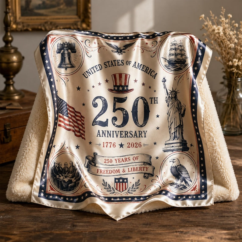 America 250th Anniversary Satin Scarf, Patriotic Head Scarf
