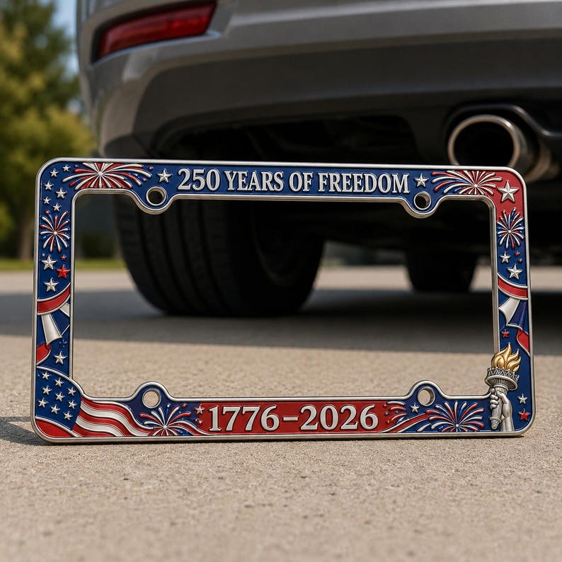 2pcs USA 250th Anniversary License Plate Frame, Patriotic Car, 1776 2026 Gift