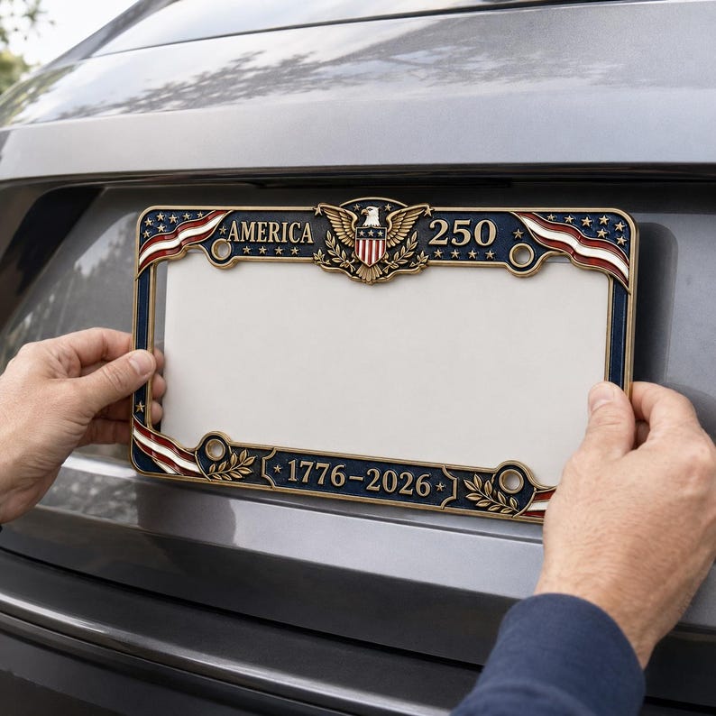 2pcs USA 250th Anniversary License Plate Frame, Patriotic Car, 1776 2026 Gift