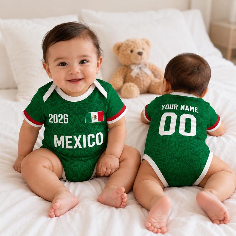 Custom World Soccer Team Babysuit, Personalized Name Number Shirt