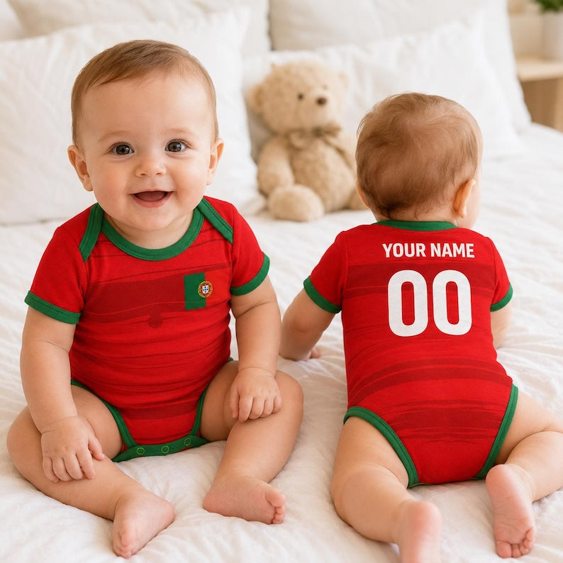Custom World Soccer Team Babysuit, Personalized Name Number Shirt