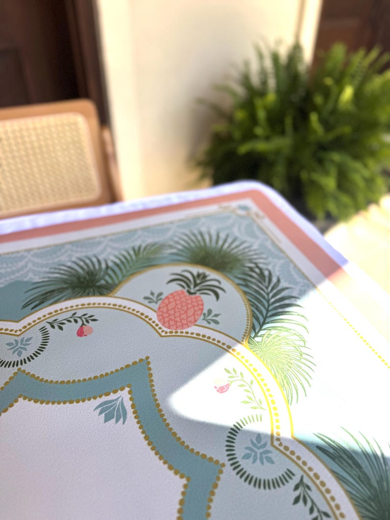 Pineapple Palms Mahjong Mat, Tropical Mahjong Table Mat, Palm Beach Mahjong Decor, Grandmillennial