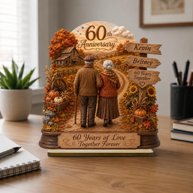 Personalized 60th Anniversary Gift, Diamond Anniversary Couple Plaque