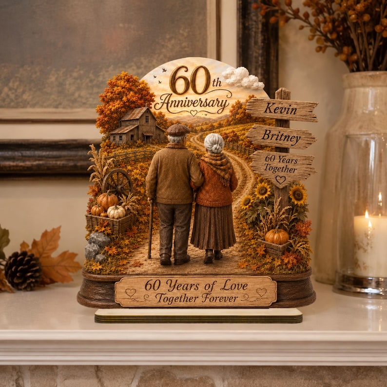 Personalized 60th Anniversary Gift, Diamond Anniversary Couple Plaque