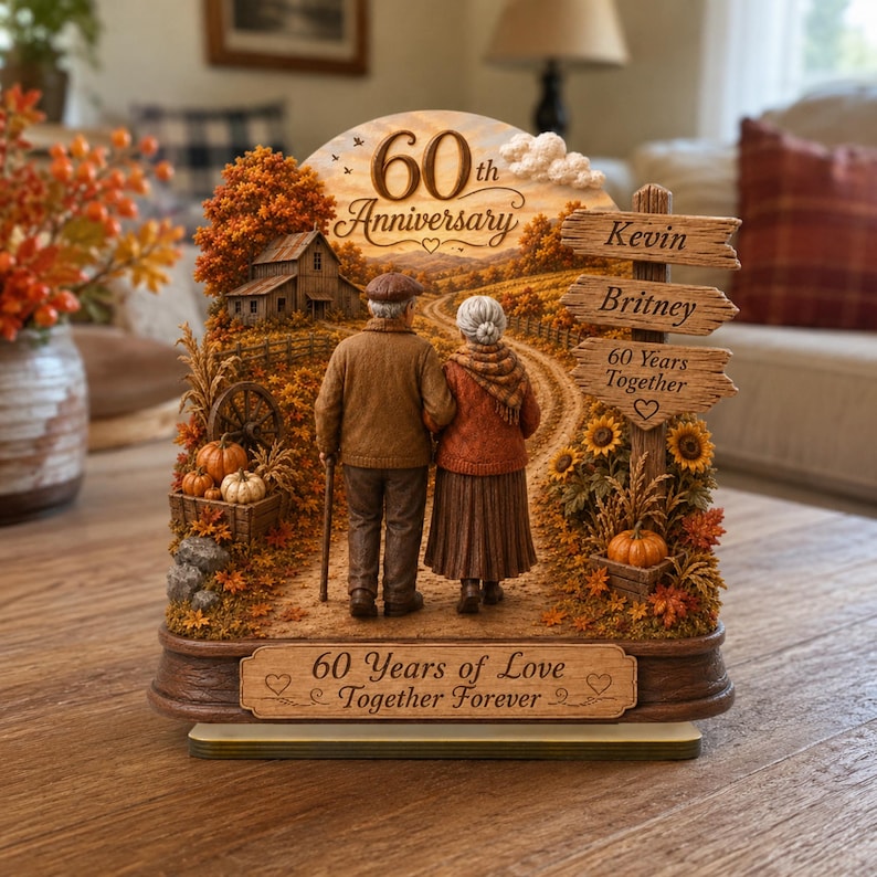 Personalized 60th Anniversary Gift, Diamond Anniversary Couple Plaque