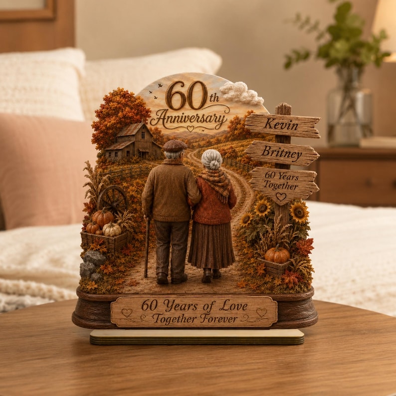 Personalized 60th Anniversary Gift, Diamond Anniversary Couple Plaque