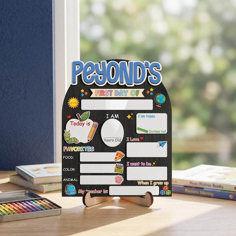 Custom First Day of School Sign,Preschool Back to School Board Kid Gift