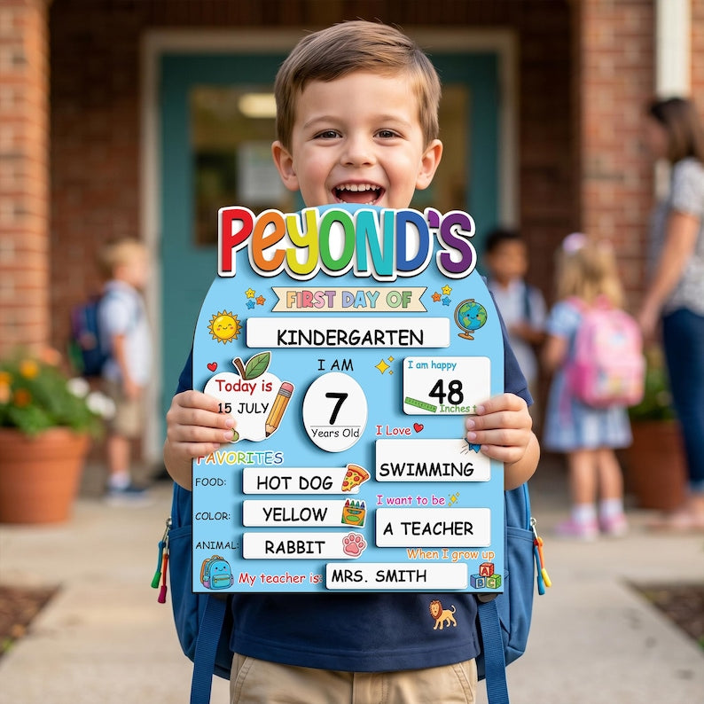 Custom First Day of School Sign,Preschool Back to School Board Kid Gift