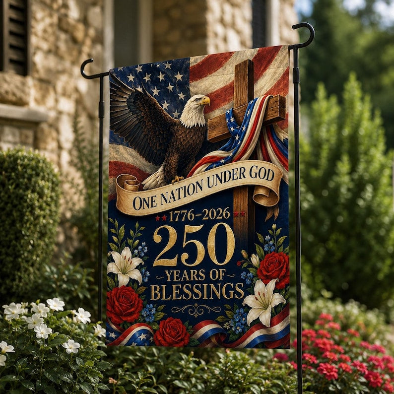 America 250th Anniversary Garden Flag, Patriotic Eagle Outdoor Yard Decor, 1776-2026 USA Birthday Banner