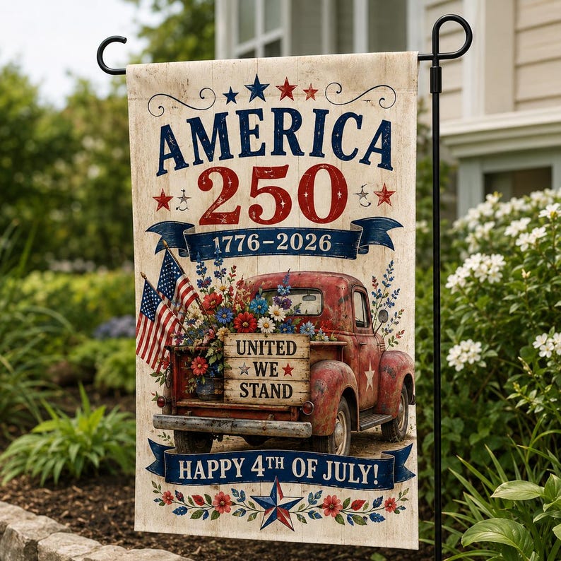 America 250th Anniversary Garden Flag, 1776-2026 USA Birthday Banner