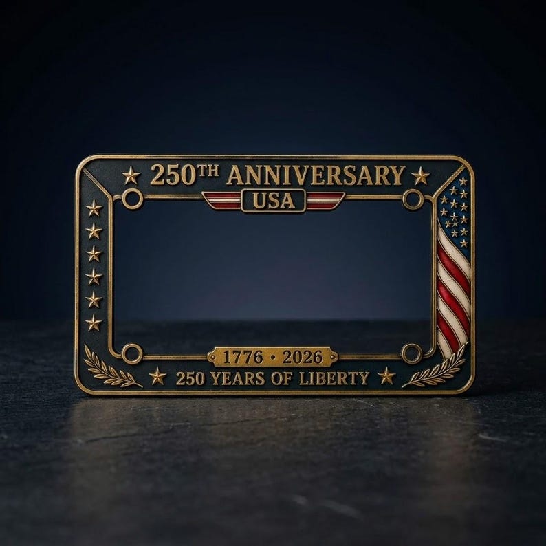 250th Anniversary Metal License Plate Frame, American Independence Day Car Decor