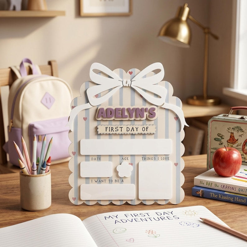 First Day Of School Board, Back To School Sign, Custom Name Sign, Reusable Dry Erase Board