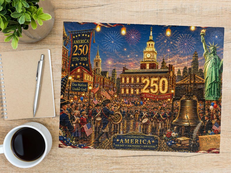 America 250th Collectible Puzzle, Patriotic Fourth of July USA Celebration Jigsaw