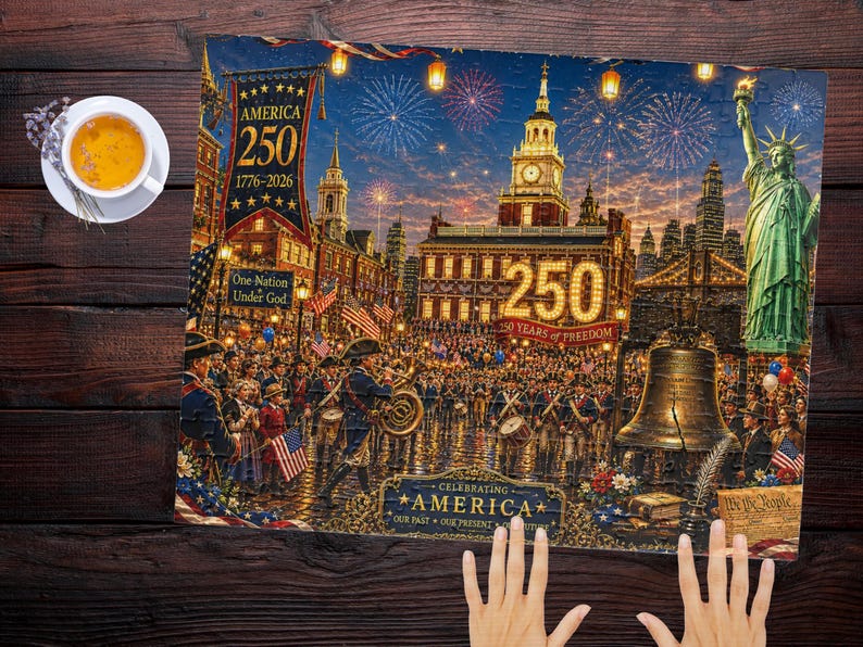 America 250th Collectible Puzzle, Patriotic Fourth of July USA Celebration Jigsaw