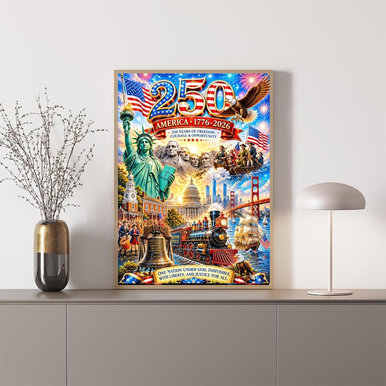 America 250th Anniversary Puzzle, Patriotic USA Jigsaw, Statue of Liberty & Mount Rushmore